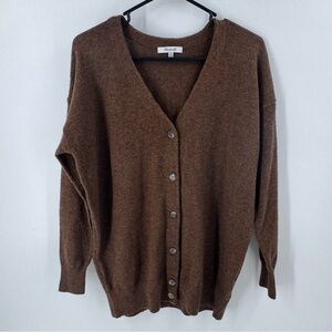 Madewell Women’s Wool Blend Brown Cardigan Sweater V-Neck Relaxed Fit